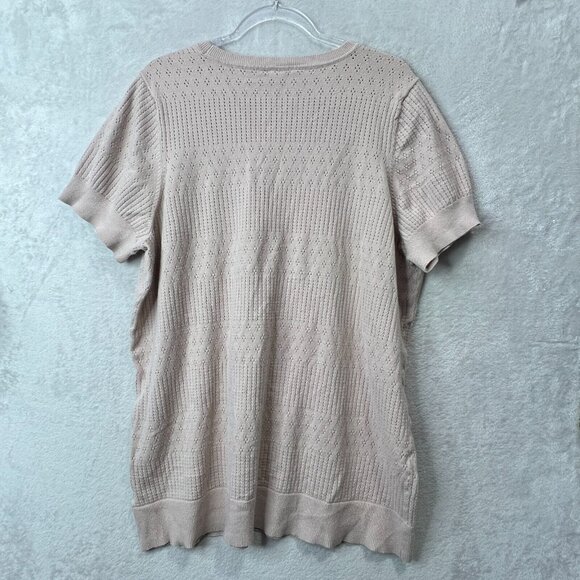 Torrid Top Womens Plus 4X Pointelle Knit Short Sleeve Sweater Beige Tan - Picture 2 of 9
